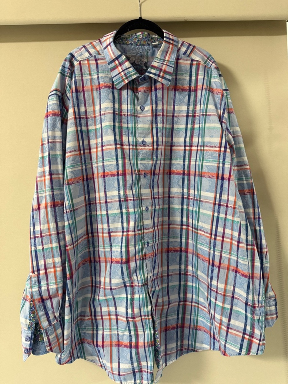 Robert Graham Light Blue Multicolor Plaid Button-Down Shirt